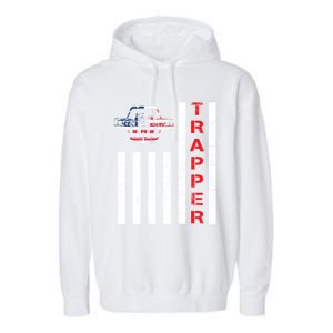 American Flag Trapping Gift For Trappers And Hunters Garment-Dyed Fleece Hoodie