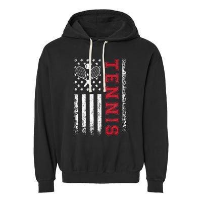 American Flag Tennis Best Gifts For Players Fans Garment-Dyed Fleece Hoodie