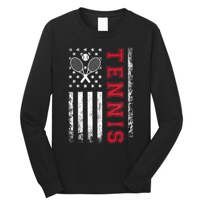 American Flag Tennis Best Gifts For Players Fans Long Sleeve Shirt