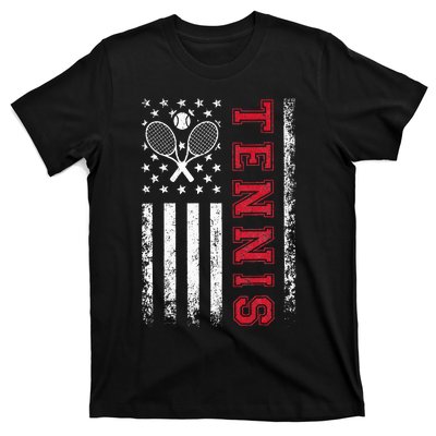 American Flag Tennis Best Gifts For Players Fans T-Shirt