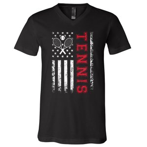 American Flag Tennis Best Gifts For Players Fans V-Neck T-Shirt