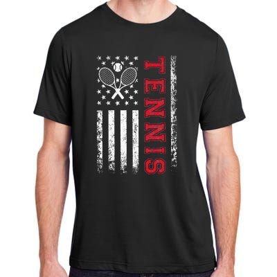 American Flag Tennis Best Gifts For Players Fans Adult ChromaSoft Performance T-Shirt