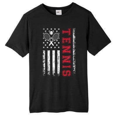 American Flag Tennis Best Gifts For Players Fans Tall Fusion ChromaSoft Performance T-Shirt