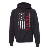 American Flag Tennis Best Gifts For Players Fans Premium Hoodie