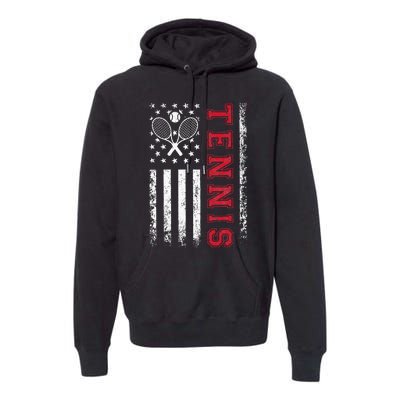 American Flag Tennis Best Gifts For Players Fans Premium Hoodie