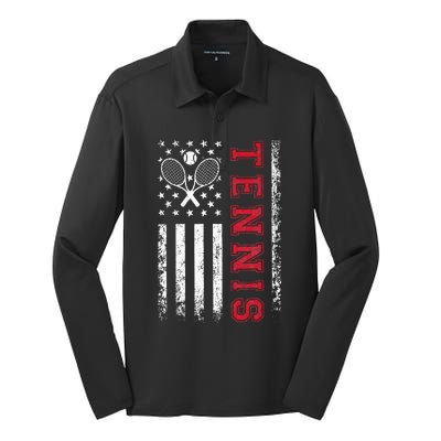 American Flag Tennis Best Gifts For Players Fans Silk Touch Performance Long Sleeve Polo