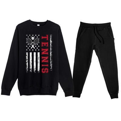 American Flag Tennis Best Gifts For Players Fans Premium Crewneck Sweatsuit Set