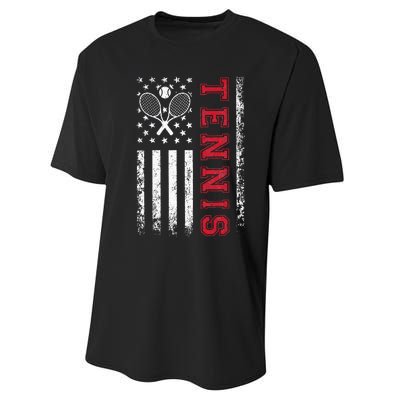 American Flag Tennis Best Gifts For Players Fans Performance Sprint T-Shirt