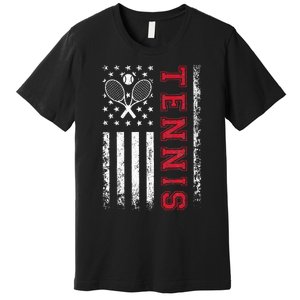 American Flag Tennis Best Gifts For Players Fans Premium T-Shirt