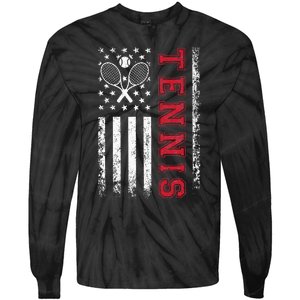 American Flag Tennis Best Gifts For Players Fans Tie-Dye Long Sleeve Shirt