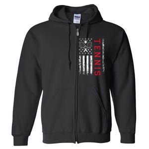 American Flag Tennis Best Gifts For Players Fans Full Zip Hoodie