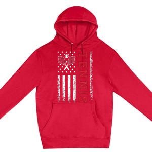 American Flag Tennis Best Gifts For Players Fans Premium Pullover Hoodie