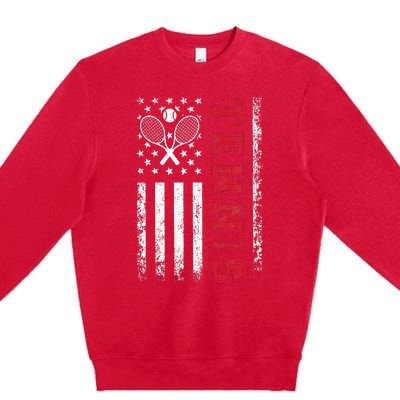 American Flag Tennis Best Gifts For Players Fans Premium Crewneck Sweatshirt