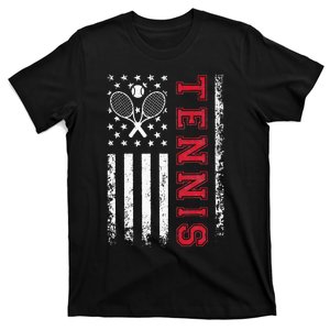 American Flag Tennis Best Gifts Tee For Players Fans T-Shirt