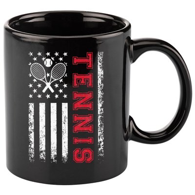 American Flag Tennis Best Gifts Tee For Players Fans 11oz C Handle Ceramic Mug