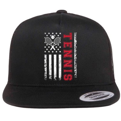 American Flag Tennis Best Gifts Tee For Players Fans Flatbill Hat
