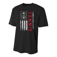 American Flag Tennis Best Gifts Tee For Players Fans Youth Performance Sprint T-Shirt