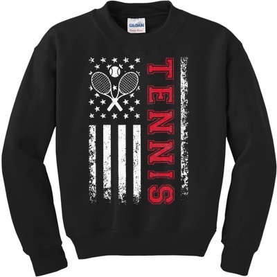 American Flag Tennis Best Gifts Tee For Players Fans Kids Sweatshirt