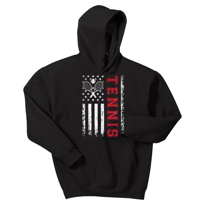 American Flag Tennis Best Gifts Tee For Players Fans Kids Hoodie