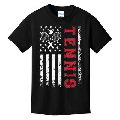 American Flag Tennis Best Gifts Tee For Players Fans Kids T-Shirt