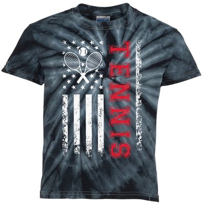 American Flag Tennis Best Gifts Tee For Players Fans Kids Tie-Dye T-Shirt