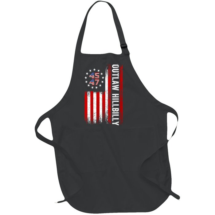 American Flag Trump Vance 2024 Donald Trump J.D. Vance Outlaw Hillbilly Gift Full-Length Apron With Pockets