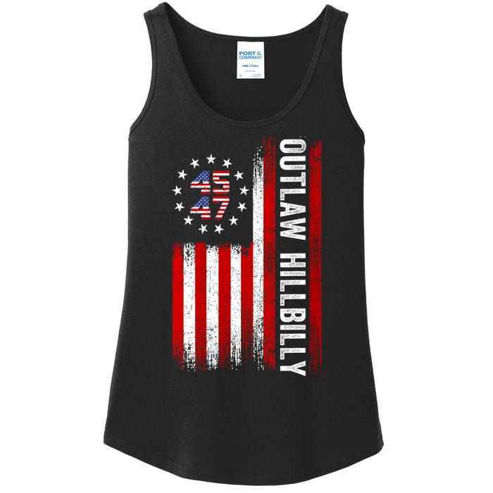 American Flag Trump Vance 2024 Donald Trump J.D. Vance Outlaw Hillbilly Gift Ladies Essential Tank