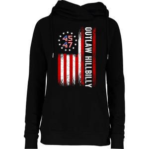 American Flag Trump Vance 2024 Donald Trump J.D. Vance Outlaw Hillbilly Gift Womens Funnel Neck Pullover Hood