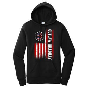 American Flag Trump Vance 2024 Donald Trump J.D. Vance Outlaw Hillbilly Gift Women's Pullover Hoodie