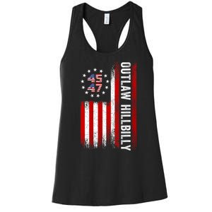 American Flag Trump Vance 2024 Donald Trump J.D. Vance Outlaw Hillbilly Gift Women's Racerback Tank