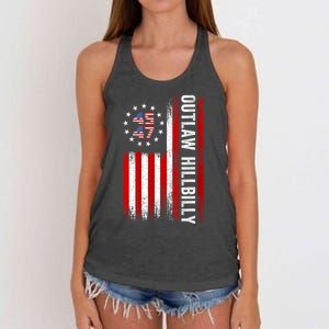 American Flag Trump Vance 2024 Donald Trump J.D. Vance Outlaw Hillbilly Gift Women's Knotted Racerback Tank