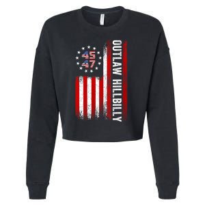 American Flag Trump Vance 2024 Donald Trump J.D. Vance Outlaw Hillbilly Gift Cropped Pullover Crew