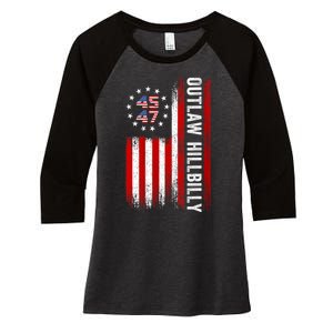 American Flag Trump Vance 2024 Donald Trump J.D. Vance Outlaw Hillbilly Gift Women's Tri-Blend 3/4-Sleeve Raglan Shirt