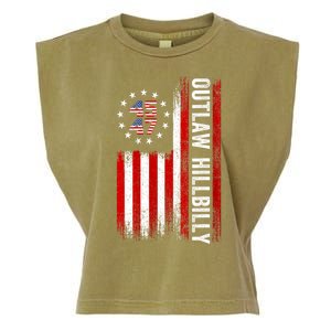 American Flag Trump Vance 2024 Donald Trump J.D. Vance Outlaw Hillbilly Gift Garment-Dyed Women's Muscle Tee