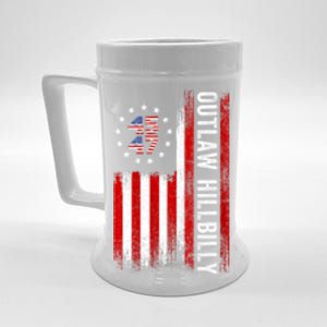 American Flag Trump Vance 2024 Donald Trump J.D. Vance Outlaw Hillbilly Gift Beer Stein