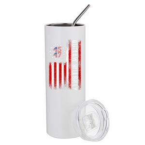 American Flag Trump Vance 2024 Donald Trump J.D. Vance Outlaw Hillbilly Gift Stainless Steel Tumbler