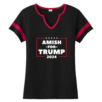 Amish For Trump 2024 Ladies Halftime Notch Neck Tee