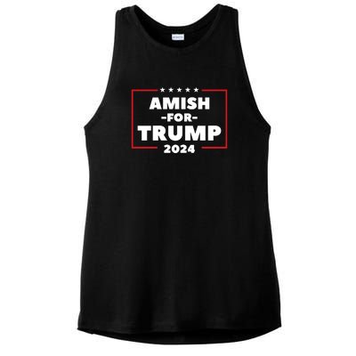 Amish For Trump 2024 Ladies PosiCharge Tri-Blend Wicking Tank