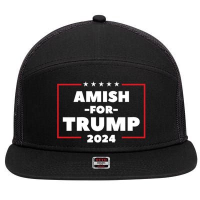 Amish For Trump 2024 7 Panel Mesh Trucker Snapback Hat