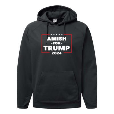 Amish For Trump 2024 Performance Fleece Hoodie