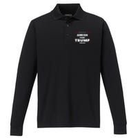 Amish For Trump 2024 Performance Long Sleeve Polo