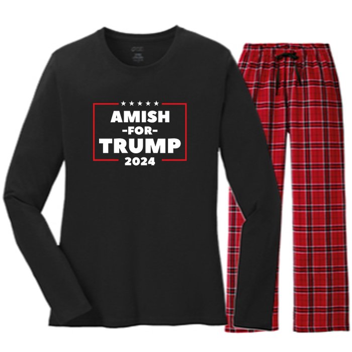 Amish For Trump 2024 Women's Long Sleeve Flannel Pajama Set 