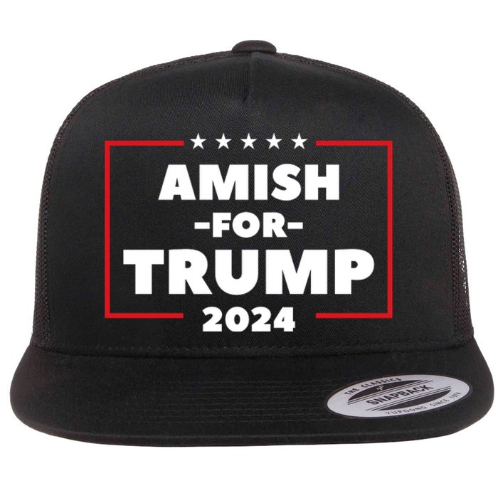 Amish For Trump 2024 Flat Bill Trucker Hat