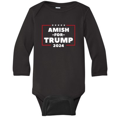 Amish For Trump 2024 Baby Long Sleeve Bodysuit