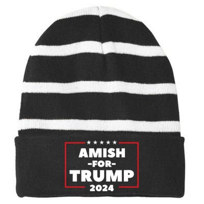 Amish For Trump 2024 Striped Beanie with Solid Band