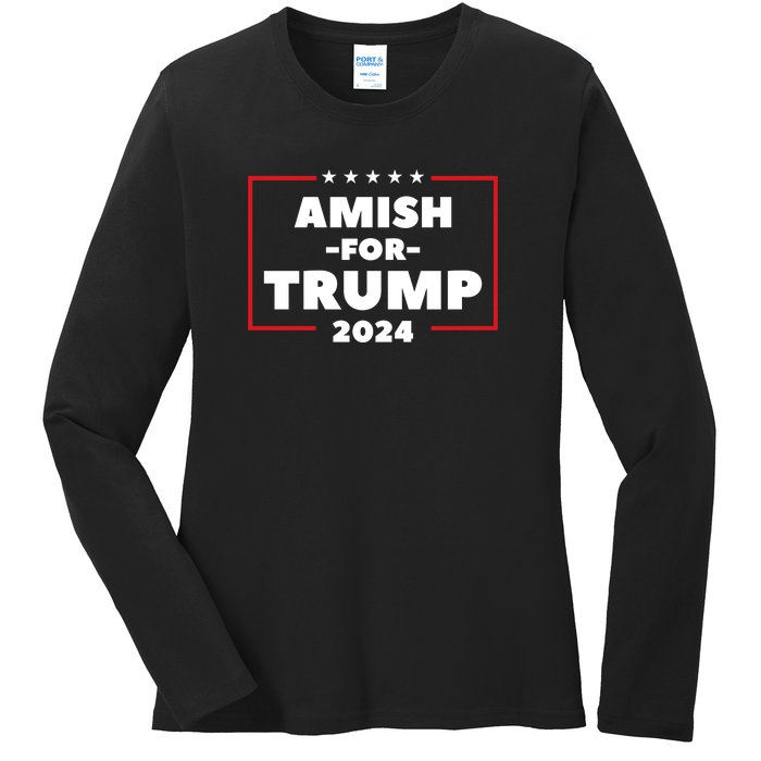 Amish For Trump 2024 Ladies Long Sleeve Shirt