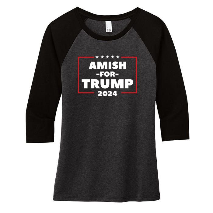 Amish For Trump 2024 Women's Tri-Blend 3/4-Sleeve Raglan Shirt