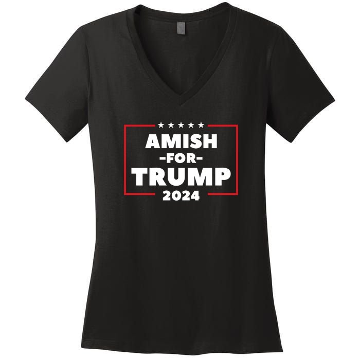 Amish For Trump 2024 Women's V-Neck T-Shirt