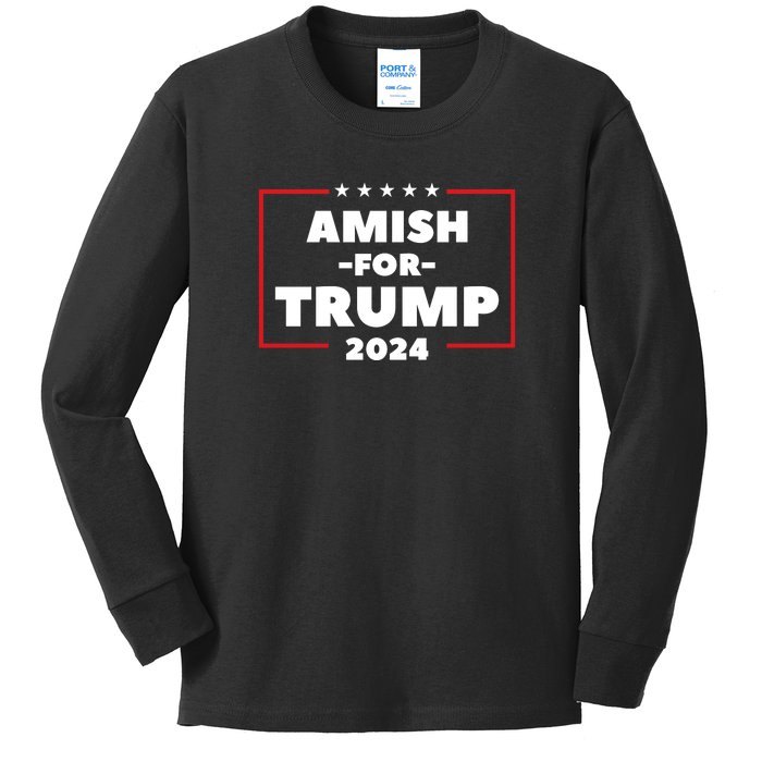 Amish For Trump 2024 Kids Long Sleeve Shirt