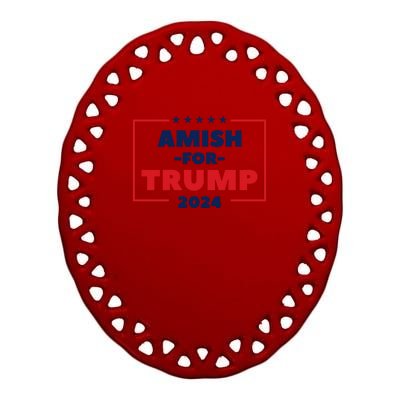 Amish For Trump 2024 Ceramic Oval Ornament